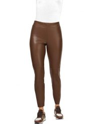 Heine Spodnie w kolorze jasnobrązowym ze skóry syntetycznej rozmiar: 42. Brązowe spodnie materiałowe damskie Heine, bez wzorów, ze skóry. Za 59.95 zł.