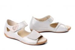 WALDLAUFER 342H80 302 120 Heliett platin gold sabbia, sandały damskie. Żółte sandały damskie Waldlaufer, bez wzorów, bez obcasa. Za 449.90 zł.