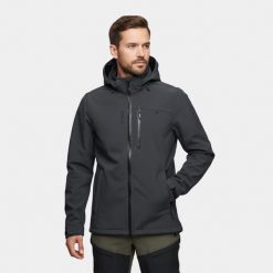 Kurtka męska softshell Alpinus Roignais. Czarne kurtki męskie Alpinus, na jesień, l, bez wzorów, z elastanu, klasyczne, z kapturem. Za 349.99 zł.