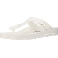 Japonki damskie Birkenstock Gizeh. Białe klapki damskie Birkenstock, bez wzorów, z materiału, bez obcasa. Za 311.00 zł.