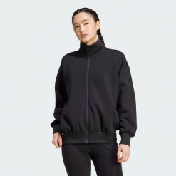 Bluza Soft Lux Loose Full-Zip. Czarne bluzy bez kaptura damskie Adidas, l. Za 349.00 zł.