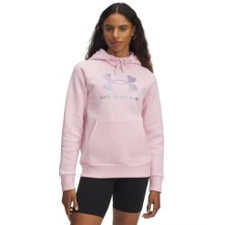 Bluza damska z kapturem Under Armour Rival Fleece Shimmer. Czerwone bluzy sportowe damskie Under Armour. Za 270.50 zł.