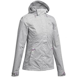 Second Life - Kurtka turystyczna damska Quechua MH100 wodoodporna - Stan Dobry. Szare kurtki damskie QUECHUA, m, bez wzorów, z materiału, z kapturem. Za 126.99 zł.