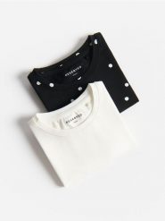 T-shirt z kokardkami 2 pack - wielobarwny. Koszulki dziewczęce Reserved, m, bez wzorów, z bawełny, bez ramiączek. Za 45.99 zł.