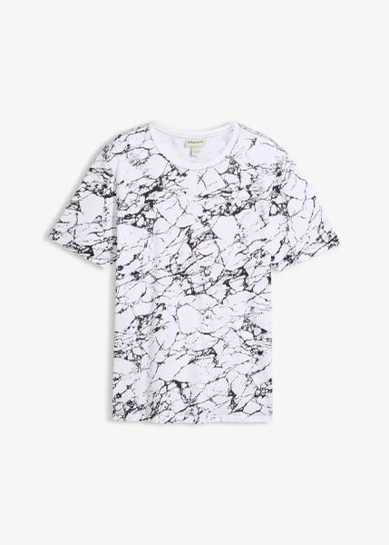 T-shirt z czystej bawełny organicznej. Białe t-shirty męskie bonprix, m, bez wzorów, z bawełny, bez kołnierzyka. Za 52.99 zł.
