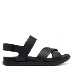 Sandały ECCO. Czarne sandały damskie ECCO, bez wzorów, bez obcasa, na płaskiej podeszwie. Za 299.99 zł.