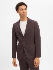 BOSS marynarka z modułowej kolekcji z domieszką lnu Mężczyźni Slim Fit len brązowy, 25. Brązowe marynarki męskie Boss, bez wzorów, ze lnu. Za 1,299.95 zł.