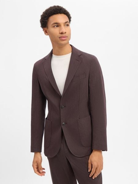 BOSS marynarka z modułowej kolekcji z domieszką lnu Mężczyźni Slim Fit len brązowy, 25. Brązowe marynarki męskie Boss, bez wzorów, ze lnu. Za 1,299.95 zł.