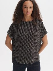 OPUS Bluzka w kolorze czarno-jasnobrązowym rozmiar: M. Brązowe bluzki damskie Opus, m, bez wzorów, z wiskozy, bez kołnierzyka, bez ramiączek. Za 100.99 zł.