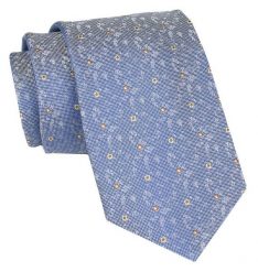 Klasyczny Krawat Męski - ALTIES - Jasnoniebieski, Drobny Groszek. Niebieskie krawaty i muchy męskie Alties, bez wzorów, z tkaniny, eleganckie. Za 49.00 zł.