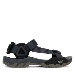 Sandały Jack Wolfskin. Czarne obuwie trekkingowe damskie Jack Wolfskin, bez wzorów, bez obcasa. Za 379.99 zł.