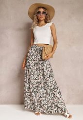 Czarno-Różowa Bawełniana Spódnica Maxi z Troczkiem i Printem w Kwiaty Yibji. Czarne spódniczki damskie Renee, na lato, l, bez wzorów, z bawełny, eleganckie, maxi, dopasowane. Za 59.99 zł.