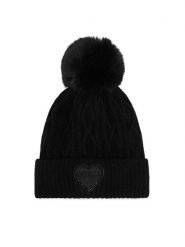 Guess Czapka J6BZ40 Z1523 Czarny. Czarne czapki dziecięce Guess, na zimę, z aplikacjami. Za 134.99 zł.