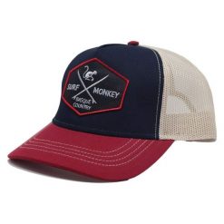 Czapka Trucker - 5 Paneli / Jeden rozmiar (Granatowy/Beżowy). Niebieskie czapki męskie SURF MONKEY, bez wzorów, sportowe. Za 159.95 zł.