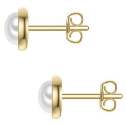 Rafaela Donata Kolczyki z Srebra Sterling w zlocie z perla muszlowa 1 ct Damski. Białe kolczyki damskie Rafaela Donata, z perłą, pozłacane, na sztyftcie. Za 199.99 zł.