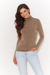 Latte Klasyczna Bluzka z Golfem. Bluzki damskie Makadamia, l, bez wzorów, z elastanu, klasyczne, bez kołnierzyka, bez ramiączek. Za 129.90 zł.