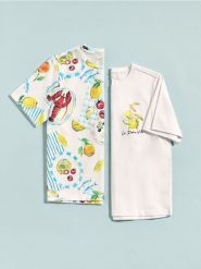 T-shirt boxy - wielobarwny. T-shirty damskie Reserved, l, bez wzorów, z bawełny, bez kołnierzyka. W wyprzedaży za 27.99 zł.