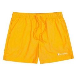 Męskie Krótkie Spodenki Kąpielowe Z Haftowanym Logo. Brązowe kąpielówki męskie CHAMPION, l, bez wzorów. Za 157.99 zł.