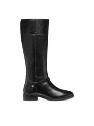 Geox Oficerki D Felicity D56G1B 00043 C9999 Czarny. Czarne kozaki damskie Geox, ze skóry, bez obcasa, na płaskiej podeszwie. Za 859.99 zł.