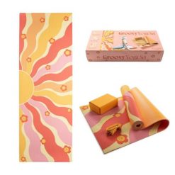 Zestaw do jogi myga Groovy Yoga Set: mata, klocek, pasek. Brązowe paski męskie Myga, bez wzorów, z materiału, eleganckie. Za 199.99 zł.