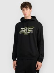 4F Bluza dresowa nierozpinana z kapturem męska 4F x Robert Lewandowski - czarna XL. Czarne bluzy sportowe męskie 4f, bez wzorów, z dresówki, sportowe, bez kołnierzyka, bez ramiączek. Za 199.99 zł.