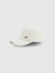 4F Czapka z daszkiem strapback uniseks - biała S/M (58cm). Białe czapki z daszkiem damskie 4f, bez wzorów. Za 69.99 zł.
