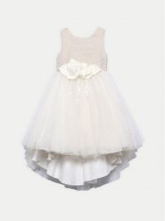 Abel & Lula Sukienka elegancka 5032 Beżowy Regular Fit. Brązowe sukienki dziewczęce Abel & Lula, bez wzorów, z syntetyku, eleganckie, bez ramiączek. Za 389.99 zł.
