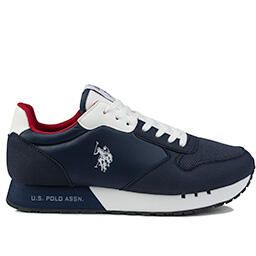 Buty sneakersy męskie U.S. Polo Assn. Białe buty sportowe na co dzień męskie U.S. Polo Assn., z denimu, bez zapięcia, trekkingowe. Za 169.00 zł.
