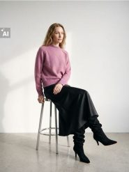 Sweter z półgolfem z domieszką wełny - różowy. Czerwone swetry klasyczne damskie Sinsay, l, z wełny, bez kołnierzyka. Za 59.99 zł.