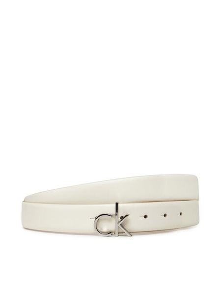 Calvin Klein Pasek Damski Ck Buckle Belt 3.0_Smooth K60K613156 Biały. Białe paski damskie CALVIN KLEIN, bez wzorów, ze skóry. Za 129.99 zł.