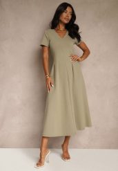 Jasnozielona Casualowa Sukienka z Bawełną Zeredira. Zielone sukienki damskie Renee, na co dzień, m, bez wzorów, z bawełny, eleganckie, bez kołnierzyka, bez ramiączek, maxi. Za 189.99 zł.