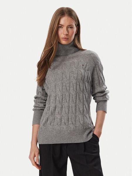 Tommy Hilfiger Golf WW0WW46791 Szary ciemny Regular Fit. Szare golfy damskie Tommy Hilfiger, xxs, bez wzorów, z wełny, bez ramiączek. Za 649.99 zł.