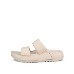 Klapki z dwiema paskami damskie Ecco Cozmo PF. Brązowe klapki damskie ECCO, bez wzorów, ze skóry, bez obcasa, na platformie. Za 462.00 zł.