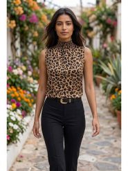 SOULSHAE Bluzka w kolorze beżowym rozmiar: L/XL. Brązowe bluzki damskie SOULSHAE, l, bez wzorów, bez kołnierzyka, bez ramiączek. Za 65.95 zł.