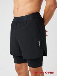 Bjorn_borg BORG 2 IN 1 SHORTS z recyklingowanego poliestru. Czarne szorty męskie Björn Borg, bez wzorów. Za 307.50 zł.