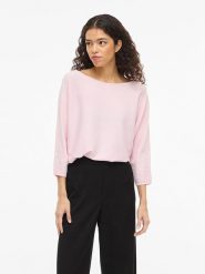 Vila Koszulka "Vimalu" w kolorze jasnoróżowym rozmiar: M. Różowe bluzki damskie Vila, m, bez wzorów, z materiału, bez kołnierzyka, bez ramiączek. Za 87.81 zł.