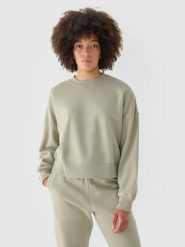 4F Bluza dresowa oversize nierozpinana bez kaptura damska - oliwkowa XL. Brązowe bluzy bez kaptura damskie 4f, xl, z bawełny. W wyprzedaży za 69.99 zł.