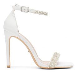 Sandały DeeZee. Białe sandały damskie DeeZee, bez wzorów, bez obcasa, na szpilce. Za 199.99 zł.