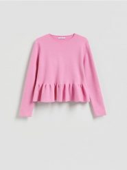 Sweter z baskinką - różowy. Czerwone swetry klasyczne damskie Reserved, l, z dzianiny, bez kołnierzyka. Za 129.99 zł.