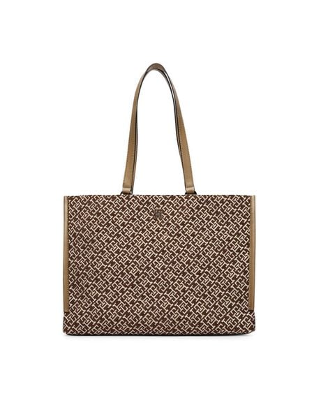 Tommy Hilfiger Torebka Th Jacquard Tote AW0AW19009 Brązowy. Brązowe torebki klasyczne damskie Tommy Hilfiger, bez wzorów, z materiału, bez dodatków. Za 699.99 zł.