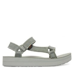Sandały Teva. Zielone sandały damskie Teva, bez wzorów, bez obcasa, na płaskiej podeszwie. Za 349.99 zł.