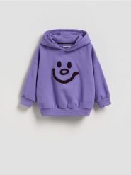 Bluza z kapturem - fioletowy. Fioletowe bluzy i bluzki niemowlęce Reserved, bez wzorów, z bawełny, bez ramiączek, z kapturem. Za 49.99 zł.
