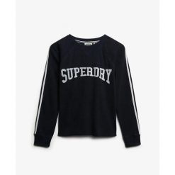 Damska koszulka z długim rękawem Superdry Athletic Essentials. Niebieskie t-shirty damskie Superdry., s, bez wzorów, z materiału, bez kołnierzyka. Za 154.50 zł.
