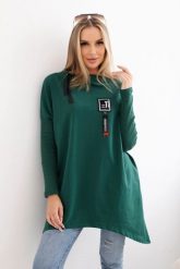 Bluza oversize z asymetrycznymi bokami ciemno zielona. Zielone bluzy bez kaptura damskie KESI, l, z bawełny. Za 209.11 zł.
