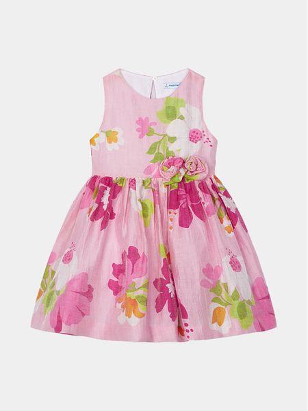 Mayoral Sukienka elegancka 3911 Różowy Regular Fit. Czerwone sukienki dziewczęce Mayoral, bez wzorów, z bawełny, bez ramiączek. Za 139.99 zł.
