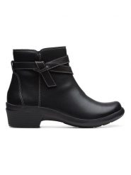 Clarks Skórzane botki "Angie Spice" w kolorze czarnym rozmiar: 40. Czarne botki damskie Clarks, eleganckie, bez obcasa, bez zapięcia. Za 206.91 zł.