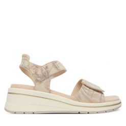 Sandały Caprice. Brązowe sandały damskie Caprice, bez wzorów, bez obcasa, na koturnie. Za 329.99 zł.