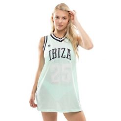 Damska koszulowa sukienka koszykarska Lifestyle Siroko IBZ Beachball Water Green. Zielone sukienki damskie SIROKO, l, bez wzorów, prążkowane, klasyczne, bez kołnierzyka, bez ramiączek, koszulowe. Za 211.00 zł.