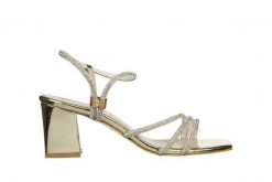 Sandały Bayla-187 1705 Gold 187028, Złoty, Skóra ekologiczna - 41. Żółte sandały damskie Bayla, z aplikacjami, z lakierowanej skóry, bez obcasa, na obcasie. W wyprzedaży za 224.99 zł.