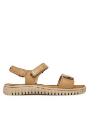 Go Soft Sandały WB-ULE-01 Beżowy. Brązowe sandały damskie GO SOFT, bez wzorów, ze skóry, bez obcasa, na płaskiej podeszwie. Za 119.99 zł.